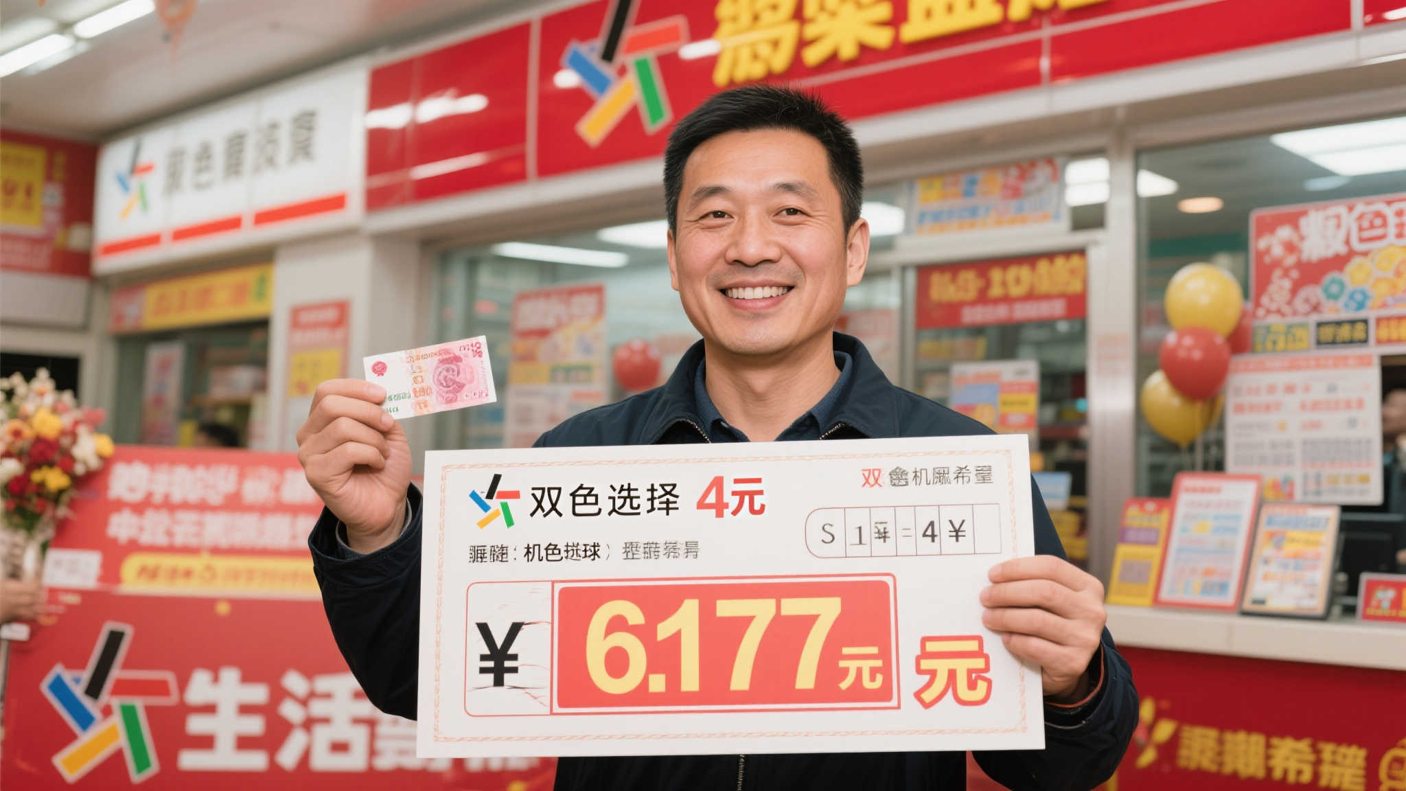 男子凭4元机选喜中双色球617万 坚持期期购彩终获大奖